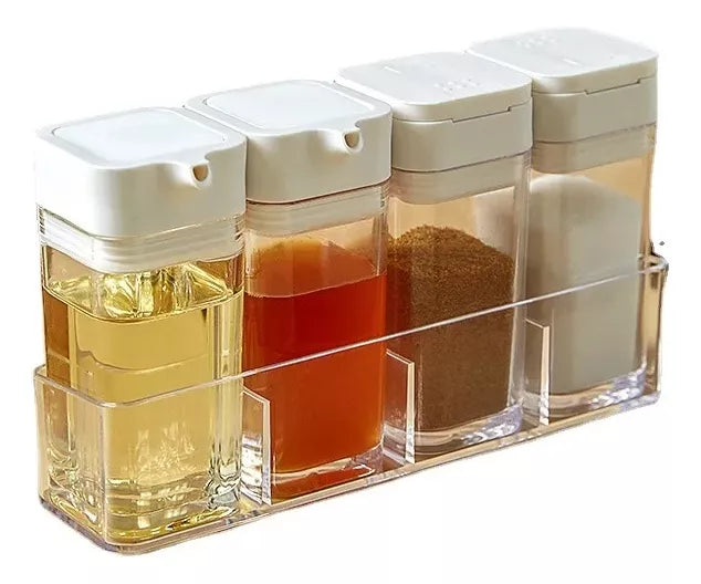 Square Seasoning Set Salt Pepper Shakers For Four 4