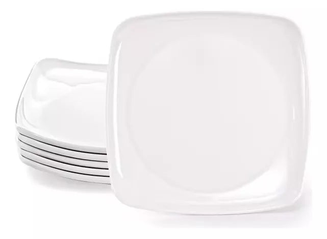 Square Dry Plate Melamine 15cm X6 Units White Color