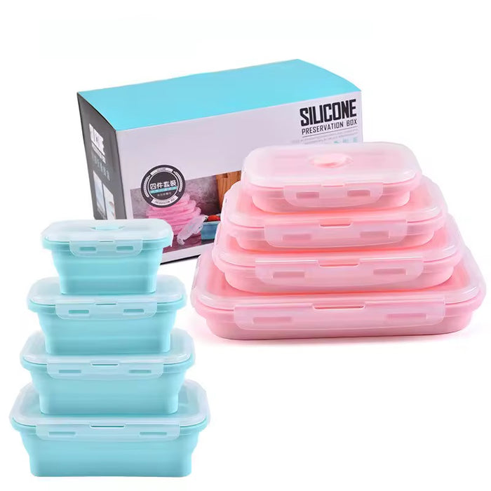 Portacomida Set Recipientes X4 Plegable En Silicona