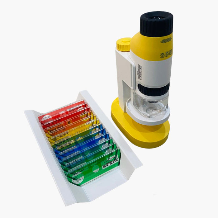 Mini Portable Microscope Optical Zoom Yellow LED Light