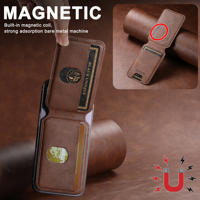 Android Universal Phone Magnetic Card Holder MagSafe Magnetic Ring PU Leather