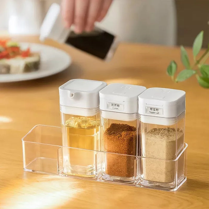 Square Seasoning Set Salt Pepper Shakers For Four 4