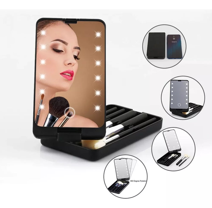 LED Light Mirror With Brushes 360 Degree Rotation