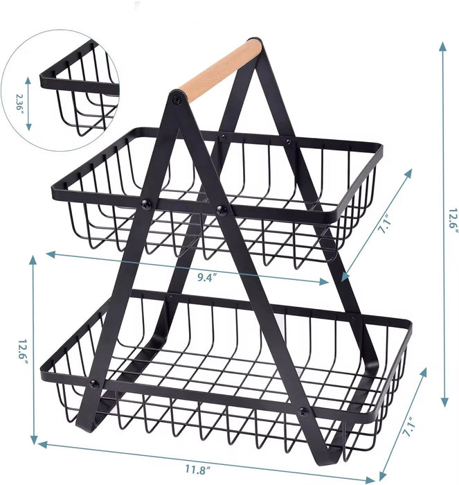 Fruit Vegetable Organizer 2 Tiers Metal Storage