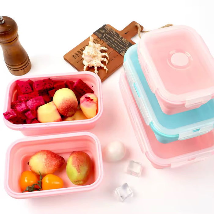Portacomida Set Recipientes X4 Plegable En Silicona