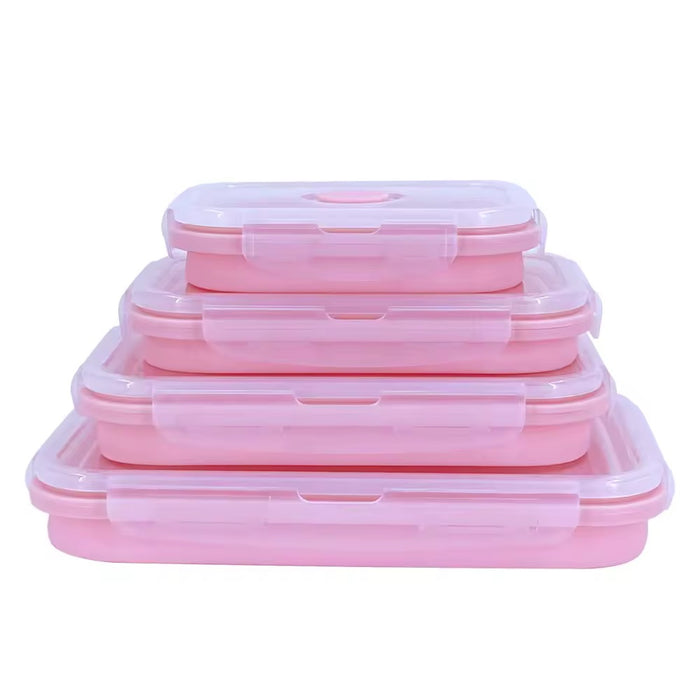 Portacomida Set Recipientes X4 Plegable En Silicona