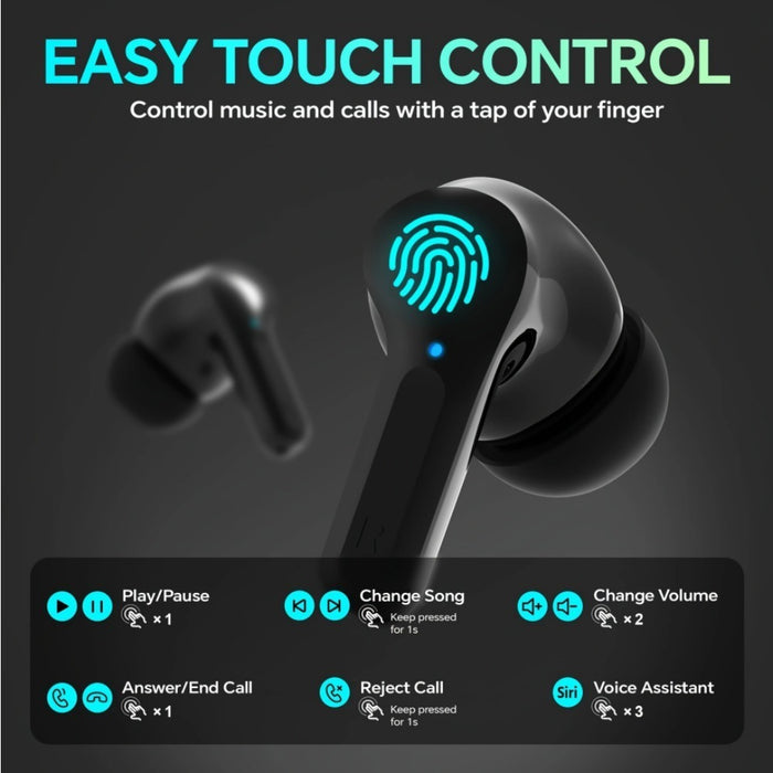 Wireless Bluetooth Headphones With Touch Control Function And Built-in Noise-canceling Microphones