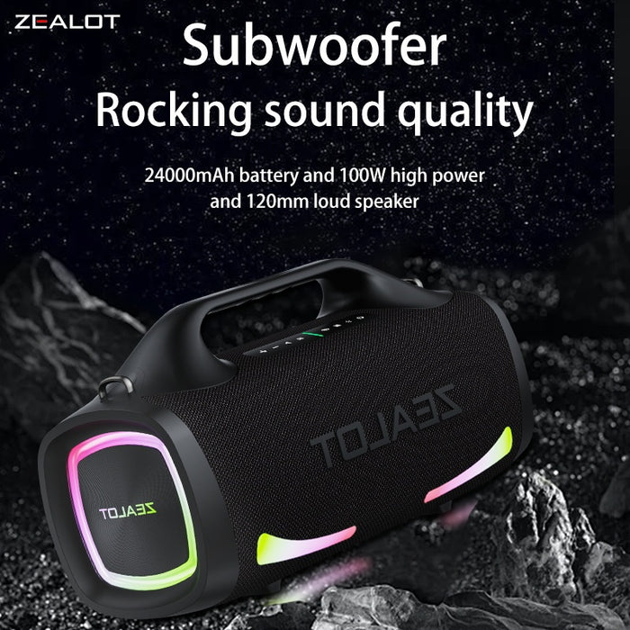 100W Wireless Speaker-24000mAh Battery, IPX5 Waterproof, Loud Stereo Sound And Strong Bass, Perfect For Family, Car, Outdoor, Camping, Party